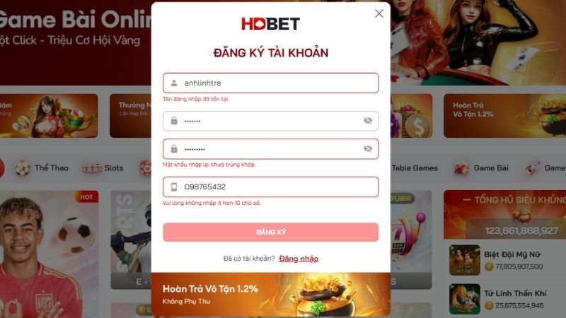 Lưu ý quan trọng khi đăng ký HDBET