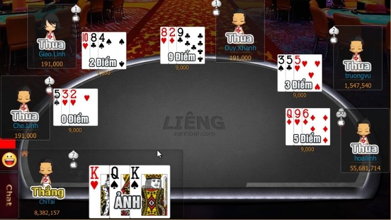 Hành động trong vòng cược liêng online