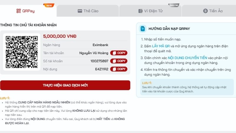 Nạp tiền HDBET ngân hàng