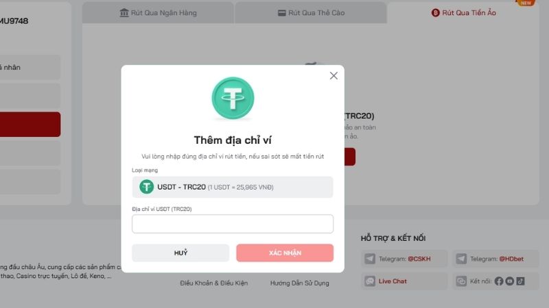 Rút tiền HDBET qua ví điện tử hiện đại
