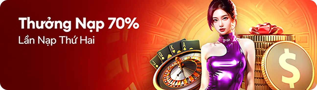 Khuyến mãi +70% khi nạp tiền hdbet lần 2